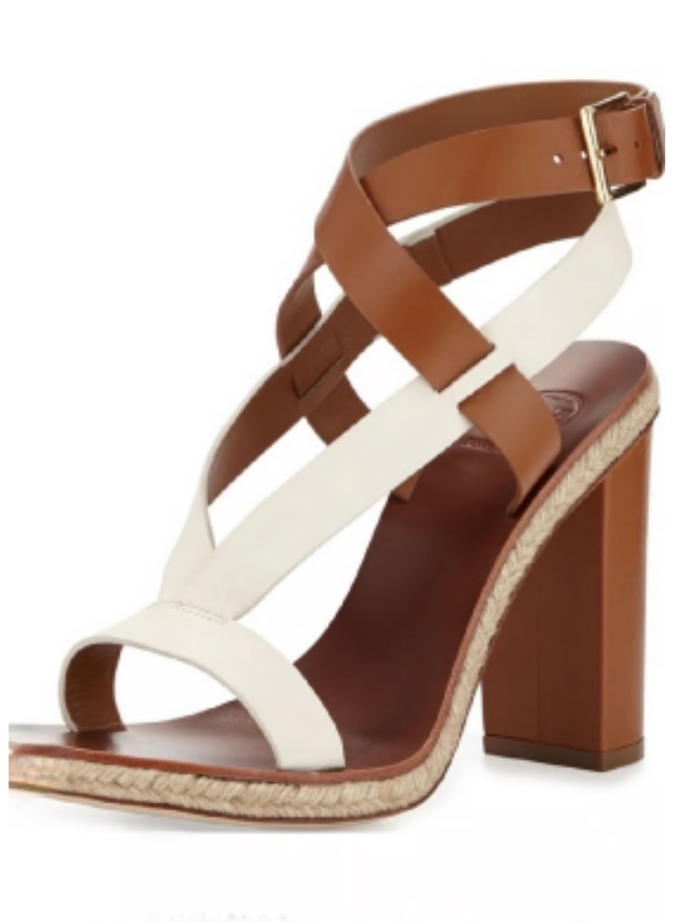 Tory Burch Leather Strappy Stacked Heels Sandals 7